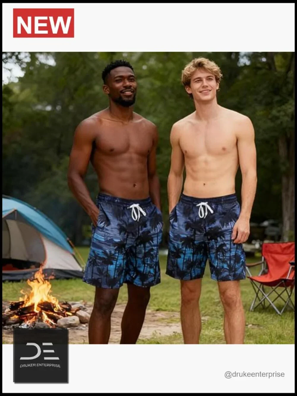 Mens Swim Trunks with Compression Liner 2 in 1 Board Shorts Quick Dry with